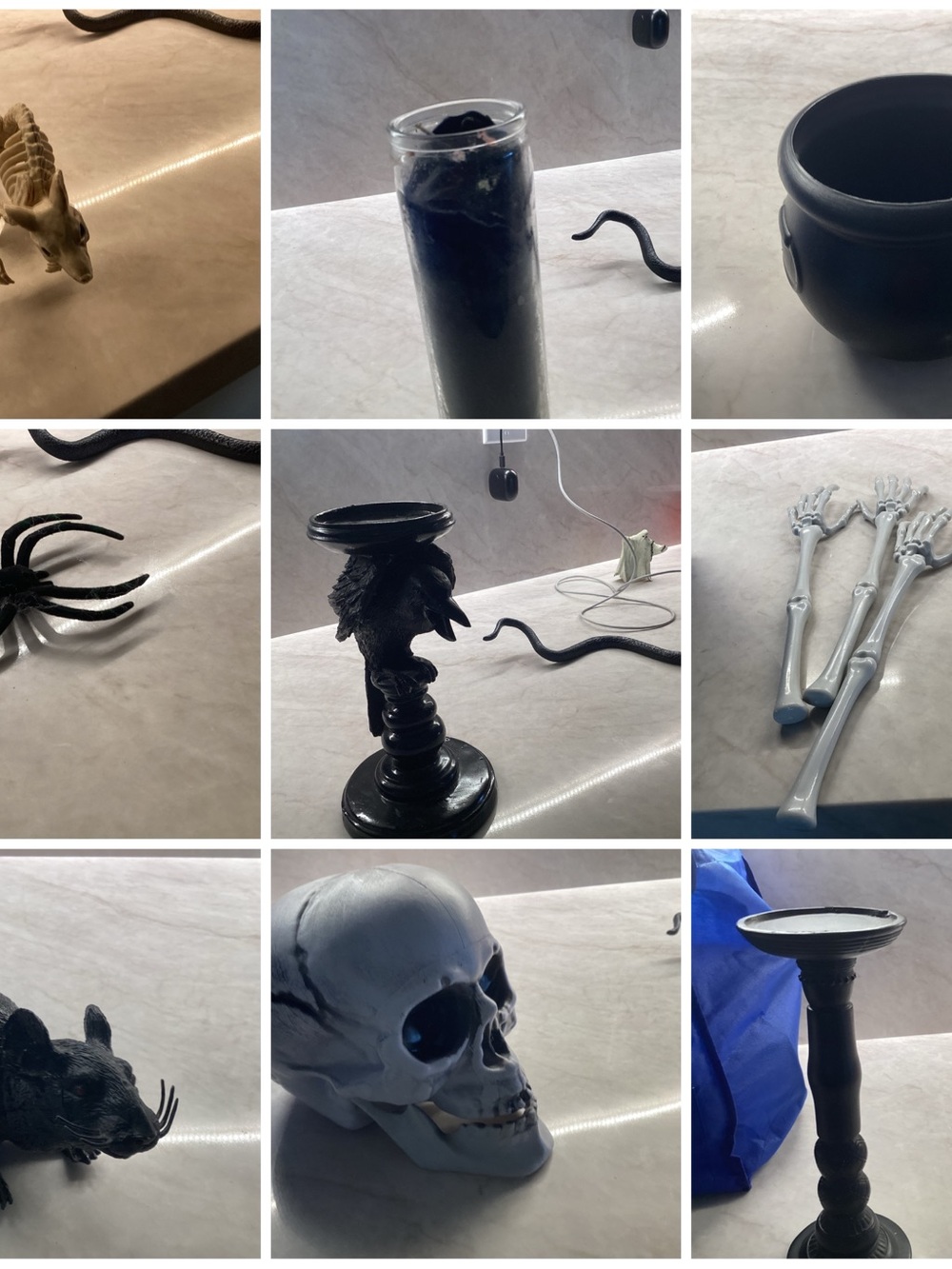Decorative Black Gothic Skull & Candle Holder Set -Halloween bundle